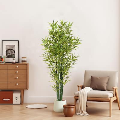 Christopher Knight Home - Kyoto 72" Artificial Bamboo Tree Set with Pots, 2-Piece Indoor or Outdoor Décor - PE