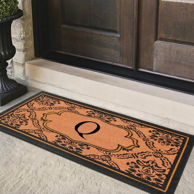 A1HC Uriel Bleached Coir Anti-shred Monogrammed Doormat, 30" X 60"