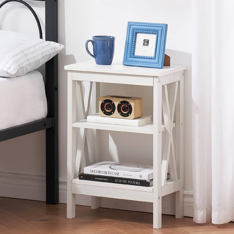 Modern Nightstand with 3-Tier Storage Shelves A Variety of Colors Are Available for Living Room, Bedroom Entrance End Table