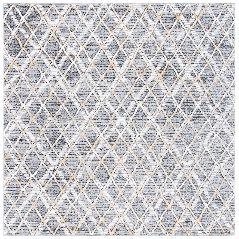 SAFAVIEH Lagoon Firmine Modern Rug - 6'7" Square - Grey/Gold
