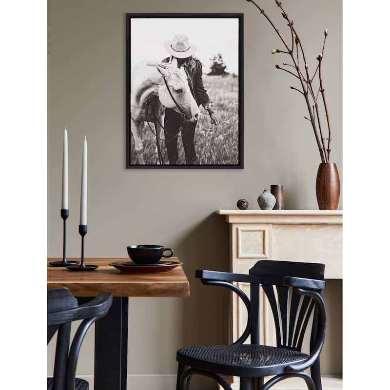 Kate and Laurel Sylvie Photo Silver Horse Framed Canvas by The Whiskey Ginger