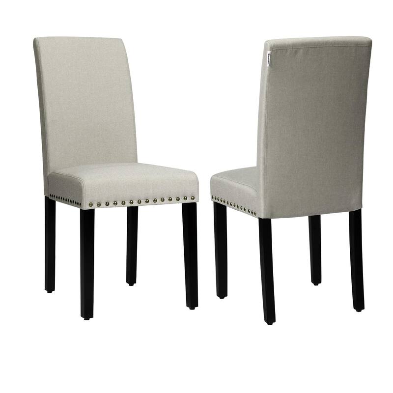 Costway Set of 4 Fabric Dining Chairs w/Nailhead Trim - See Description
