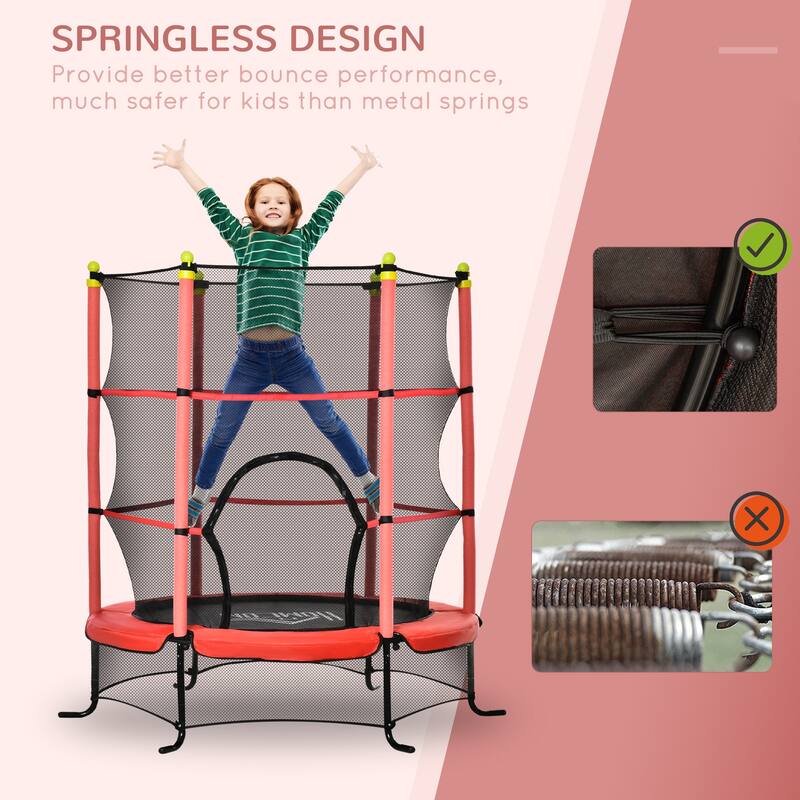 Soozier 5.3' Kids Trampoline, 64" Indoor Trampoline for Kids with Safety Enclosure for 3-10 Year Olds, Indoor & Outdoor Use
