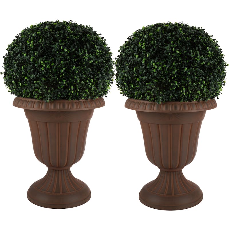 Pure Garden 16x18-Inch Outdoor Planter 2-Pack - Plastic Urn Planters