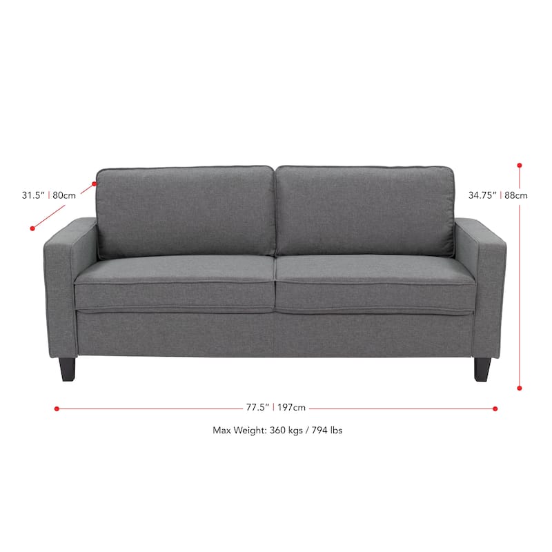 Georgia Upholstered Three Seater Sofa, Grey