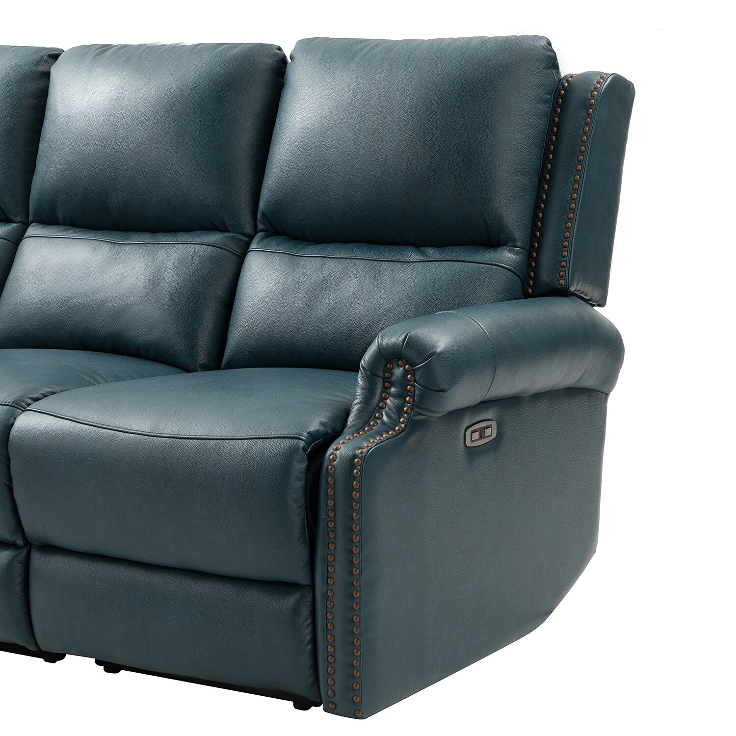 Italo blue leather best sale power plus reclining sofa
