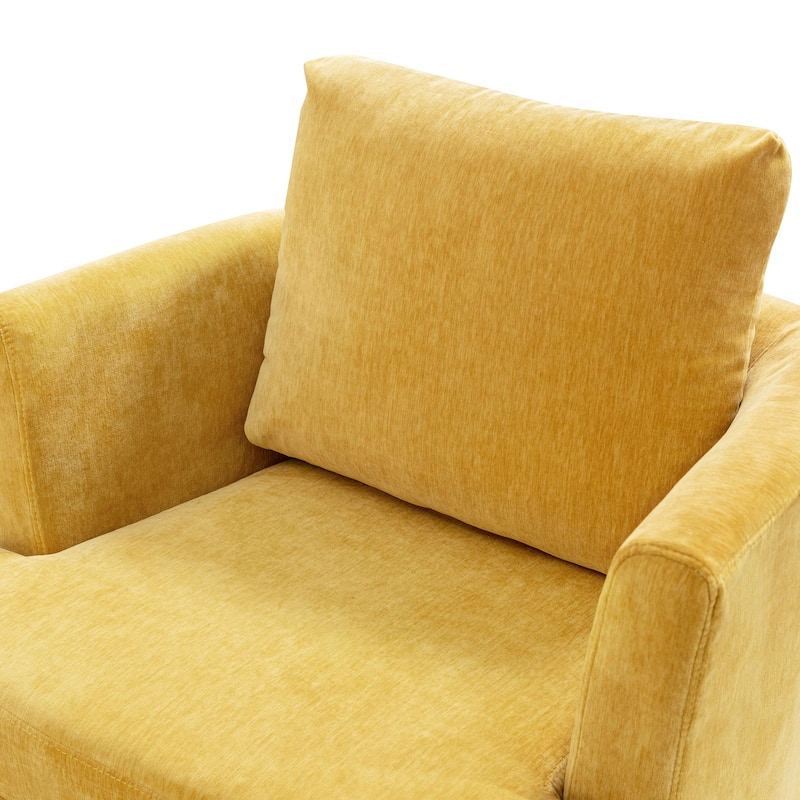 Modern Chenille Upholstered Swivel Accent Barrel Chair Set Modern Swivel Armchair for Living Room