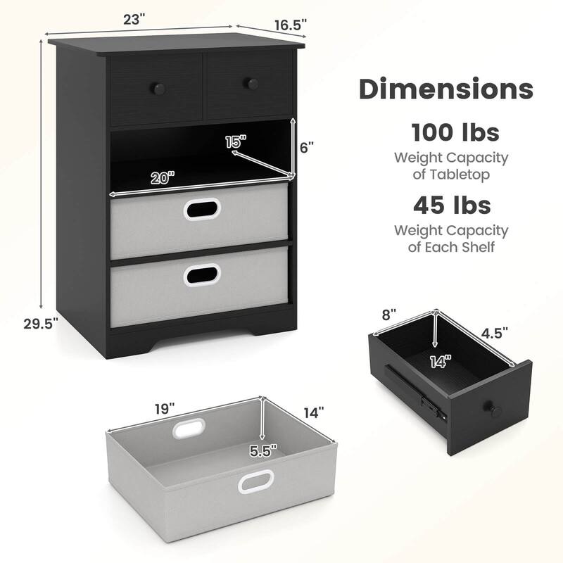 Costway 4-Drawer Dresser Modern Chest Storage Organizer with Open