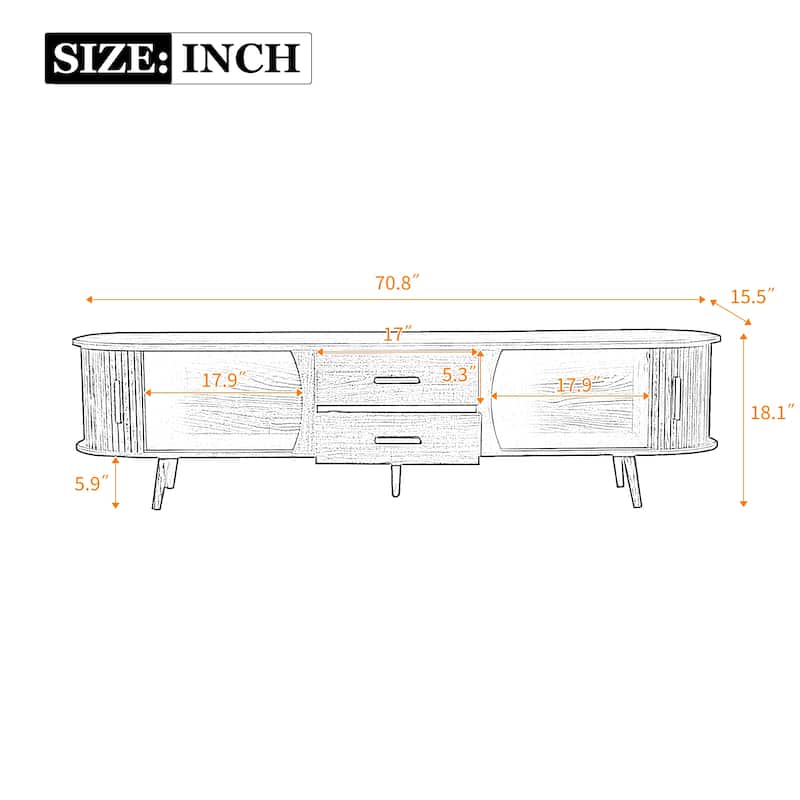 Rustic Dark Brown TV Stand Entertainment Center for up to 80 Inch TVs, Sliding Doors Media Cabinet TV Console with 2 Drawers