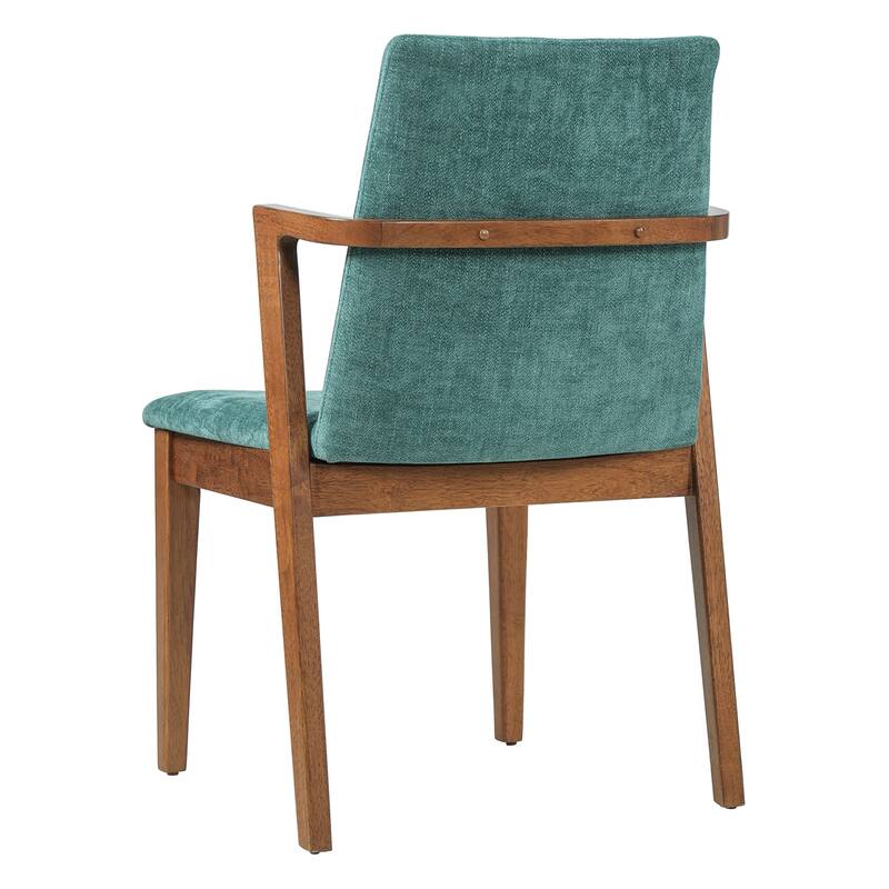 Christopher Knight Home - Mid-Century Modern Upholstered Wood Dining Arm Chairs with Ergonomic Armrests & Backrest, Set of 2