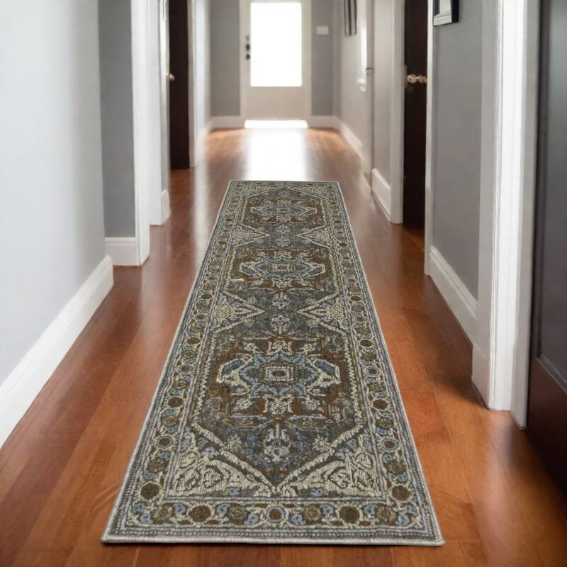 HomeRootsMedallion Traditional Runner Area Rug - 92.52' X '26.77' X '0.39
