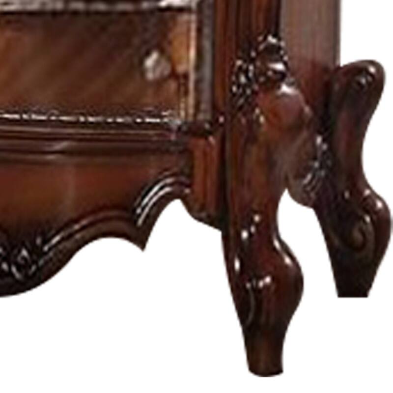 5 Drawer Wooden Chest with Oversized Scroll Legs, Cherry Brown