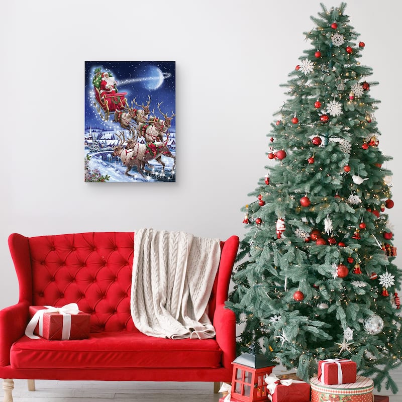 Santas Sleigh Team Canvas Art Print