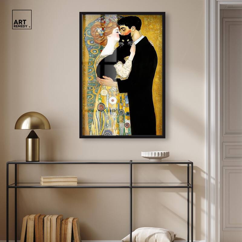 Kiss with Cat Shadowbox by Art Remedy