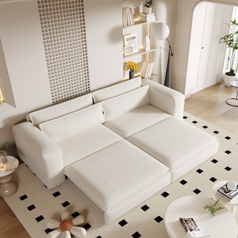 Homy Casa Pull-Out Sofa Bed, 2-in-1 Convertible Sleeper Couch