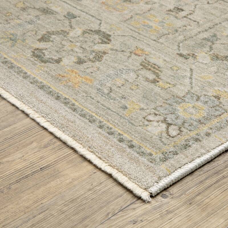 Kellan Global Floral Beige/ Blue Area Rug