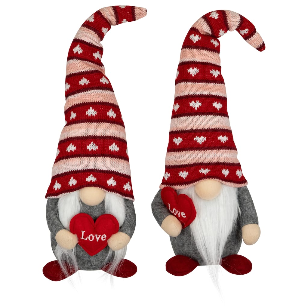 Girl and Boy Gnome "Love" Heart Valentine's Day Figures -15" - Set of 2 - 15"