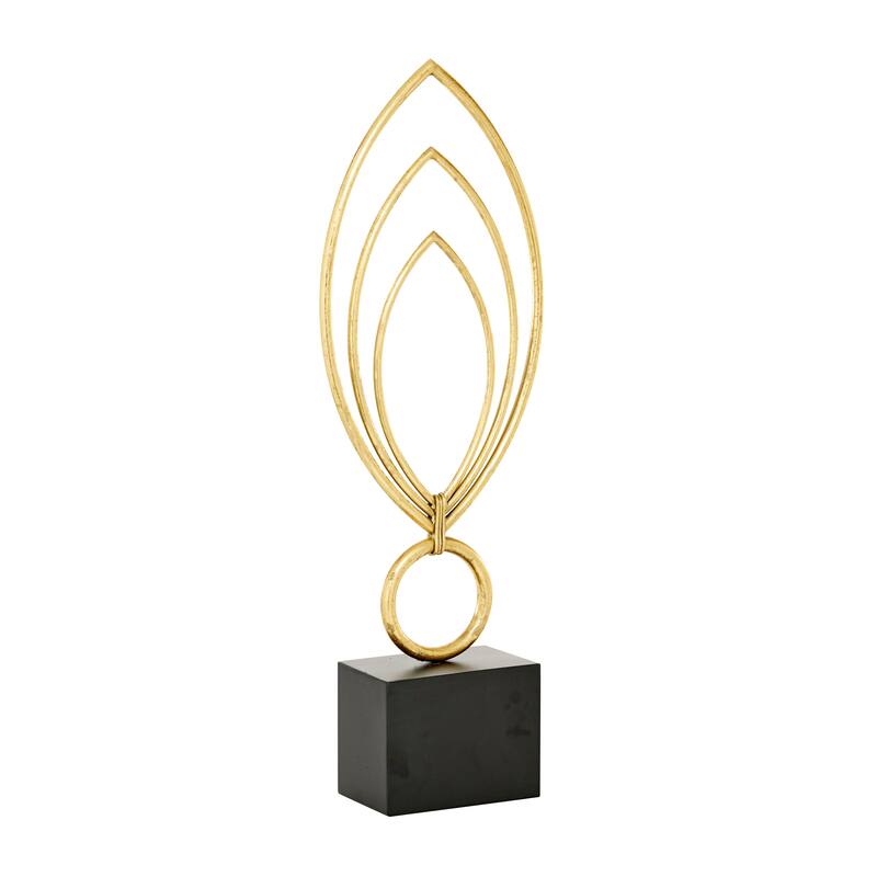 CosmoLiving by Cosmopolitan Gold Metal Abstract Decorative Sculpture with Black Base - 8 x 4 x 24