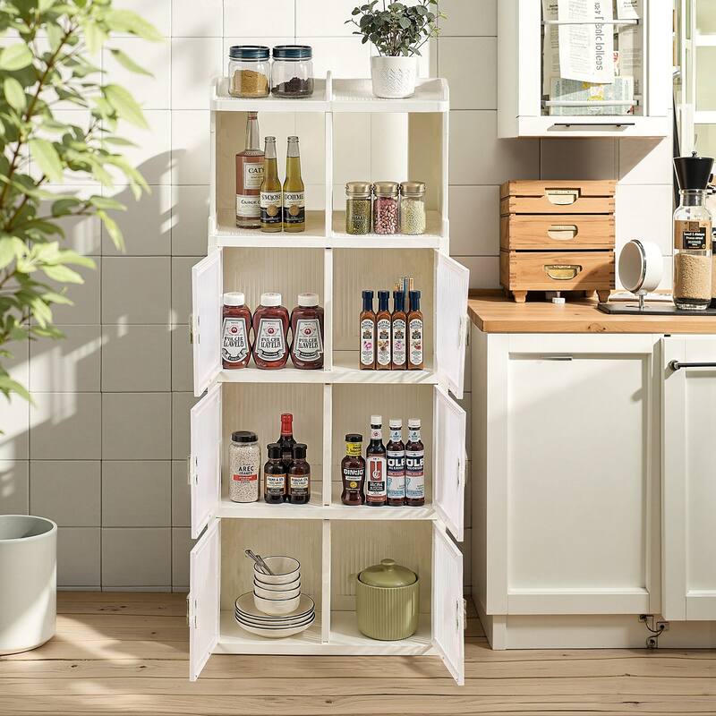 Javlergo Plastic Bookcase Floor Storage Cabinet Multi-Function Bathroom Storage cabinet Storage Shelf Kitchen Storage Cabinets
