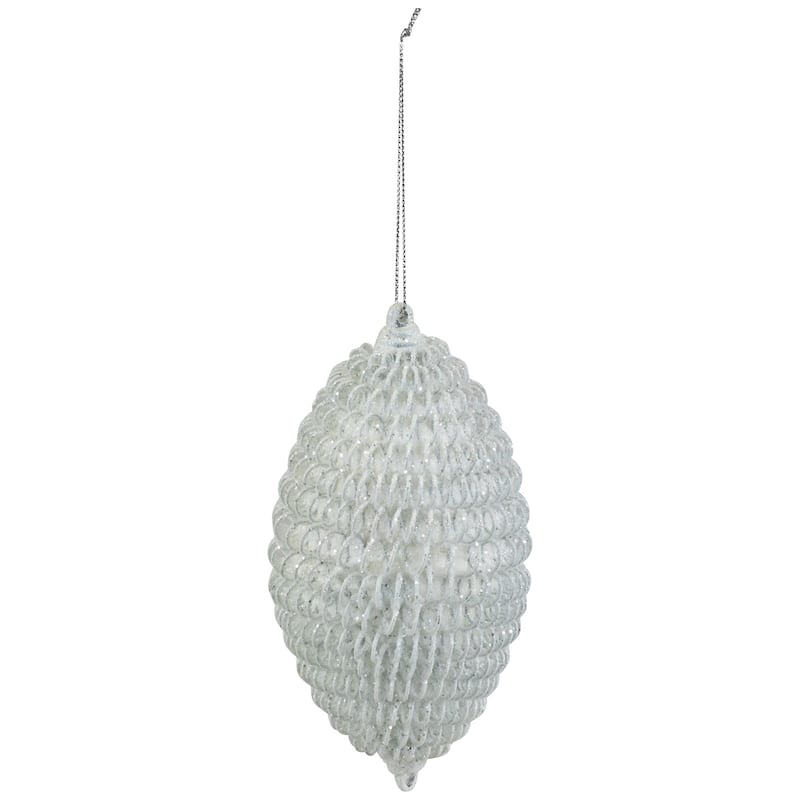 Glitter Finial Christmas Ornament - 5.5" - White