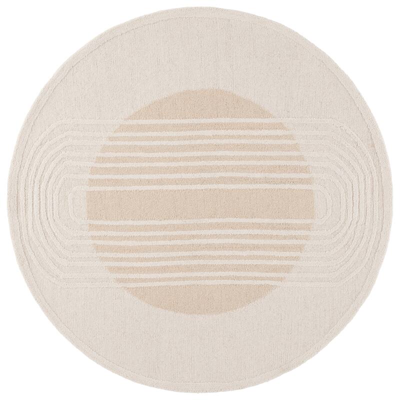 SAFAVIEH Handmade Rodeo Drive Jaylene Mid-Century Modern Wool Rug - 6' Round - Ivory/Beige