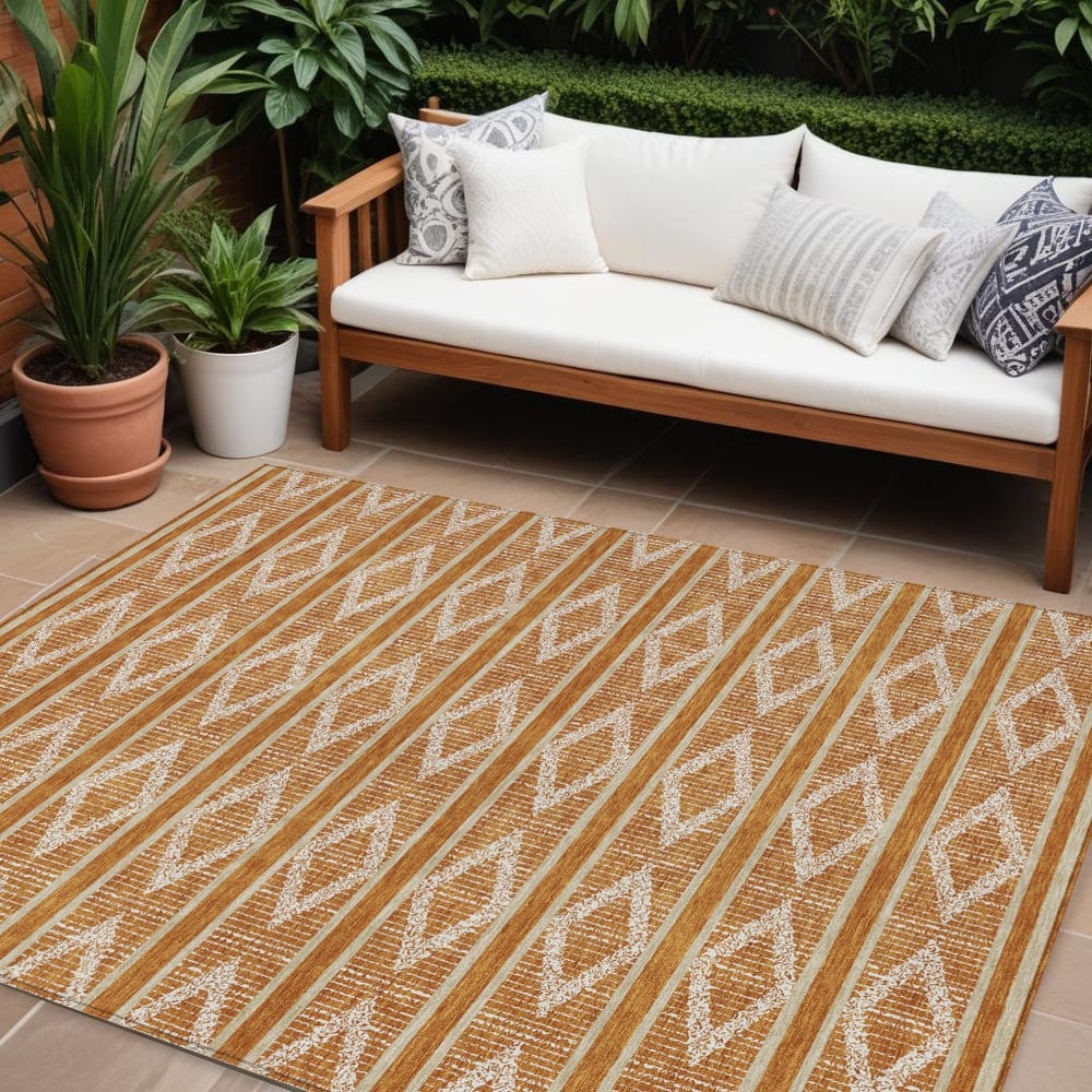 HomeRoots Geometric Transitional Rectangle Outdoor Rug
