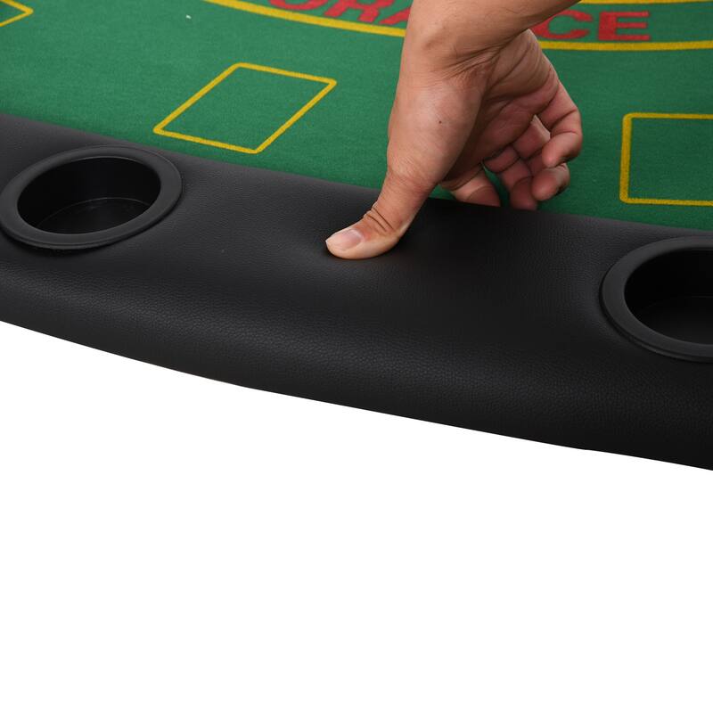 HomCom 72" 7 Player Foldable Half Poker Table - Blue/Black