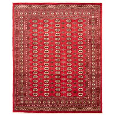 ECARPETGALLERY Hand-knotted Finest Peshawar Bokhara Dark Red Wool Rug - 8'0 x 9'10