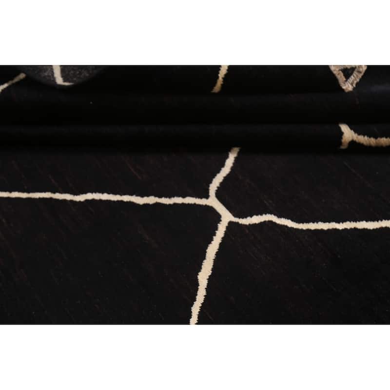 Vegetable Dye Contemporary Moroccan Wool Area Rug Hand-knotted Carpet - 7'10" x 9'8"