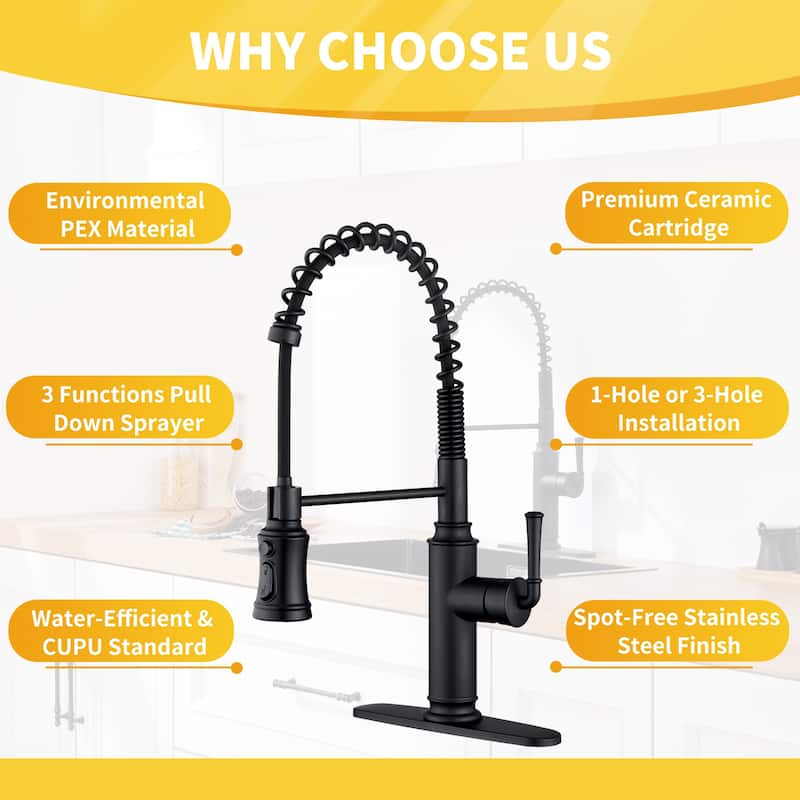 Single Handle Pull Down Sprayer Kitchen Faucet with Touchless Sensor