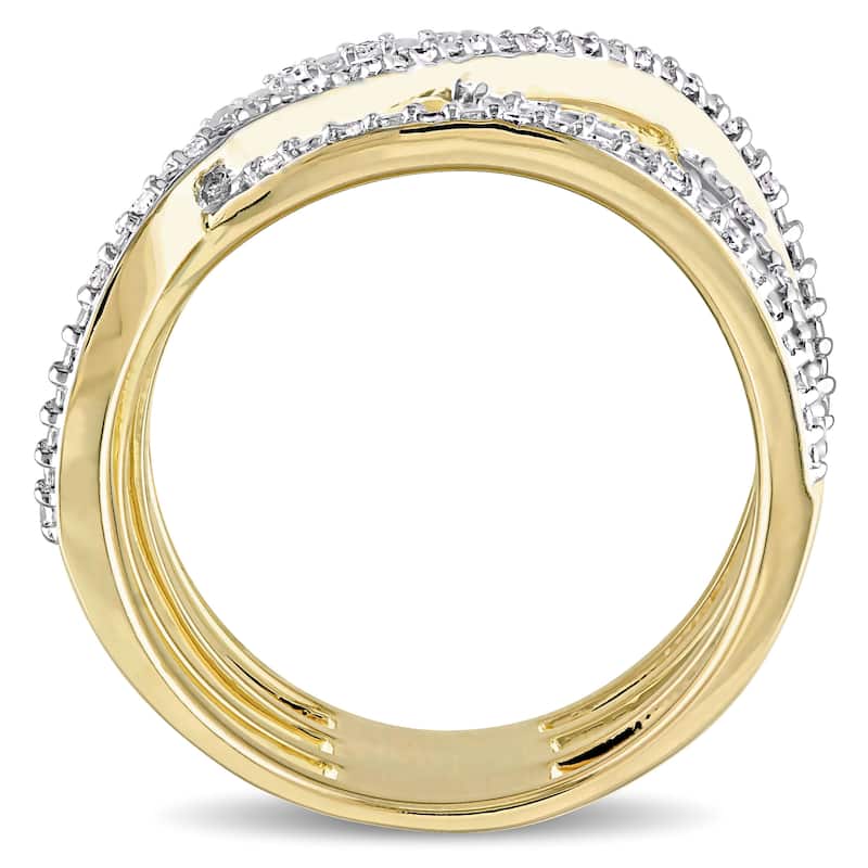 Miadora 1/5ct TDW Diamond Crossover Wrap Ring in Yellow Silver