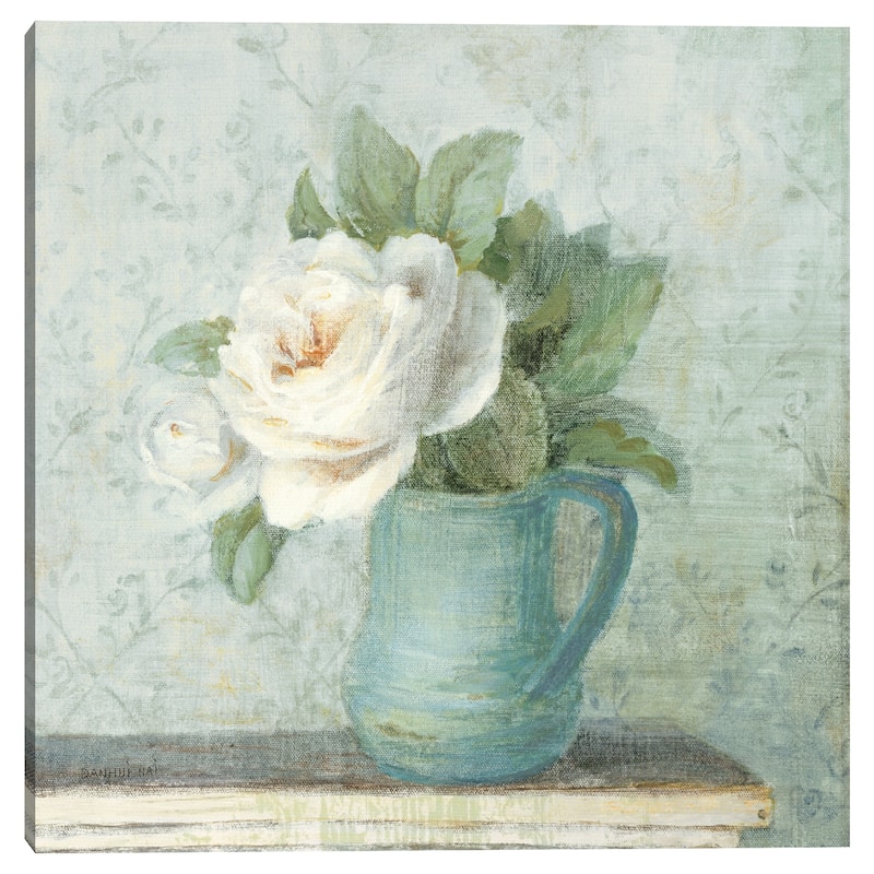 June Roses II White Blue Crop by Danhui Nai Canvas Art Print