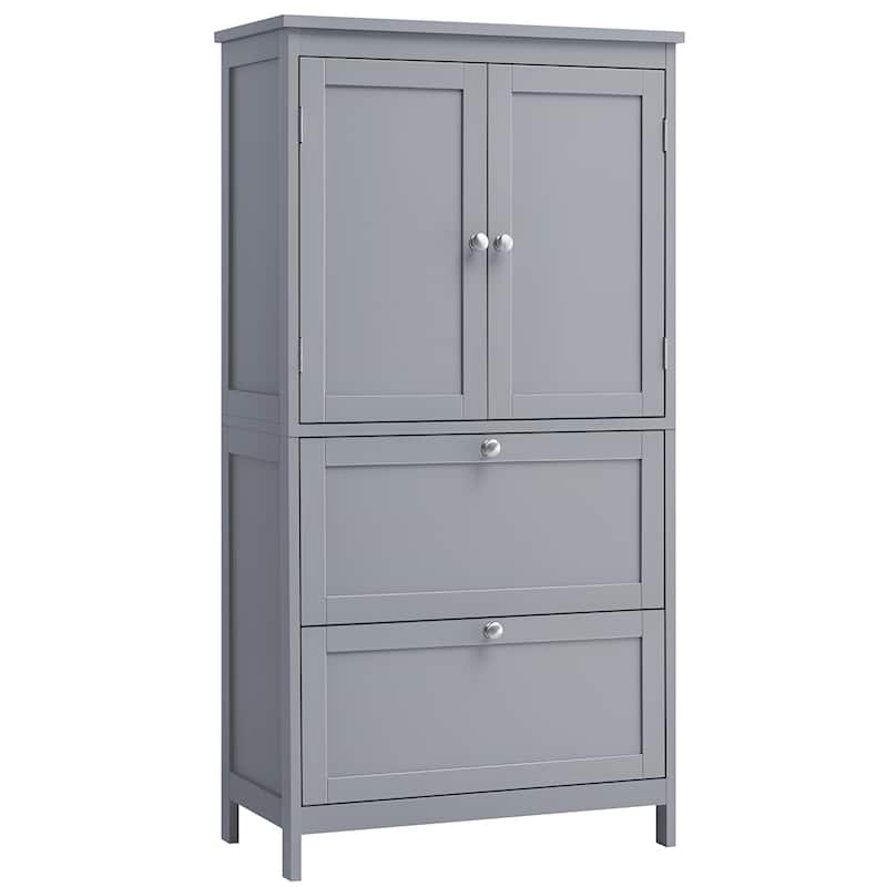 Modern Tall Freestanding Bathroom Storage Cabinet with 2 Drawers and Adjustable Shelf - 11.8"D x 23.6"W x 43.3"H