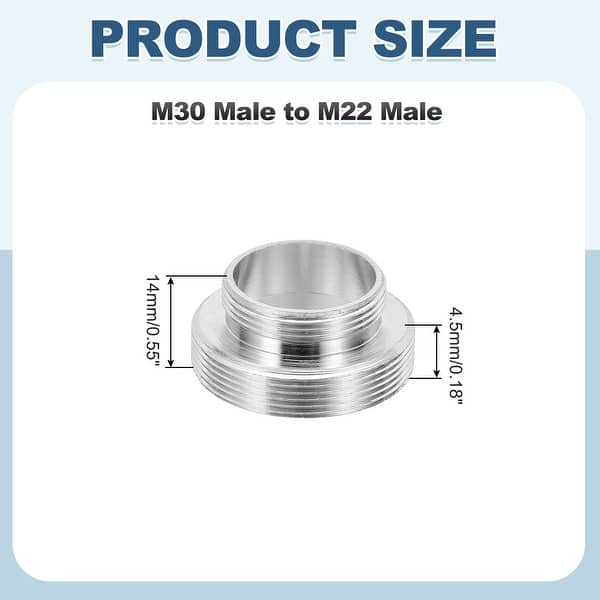 dimension image slide 11 of 23, Faucet Aerator Adapter, Male to Male Brass Faucet Adapter with Washer for Kitchen Bathroom Sink Water Filter - Silver