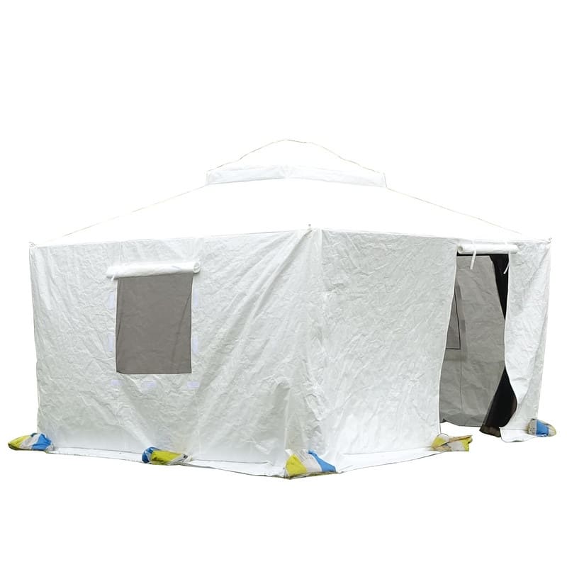 Domi 8' x 8' Universal Winter Gazebo Cover, All Season Waterproof Enclosed Cover with Sidewalls & Ventilated Mesh Windows, White