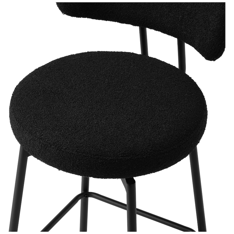 Bayville 27 Inch Faux Shearling Fabric Upholstered Swivel Counter Stool (Set of 2)