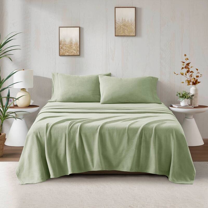 Madison Park Micro Fleece Bed Sheet Set - Twin - Green