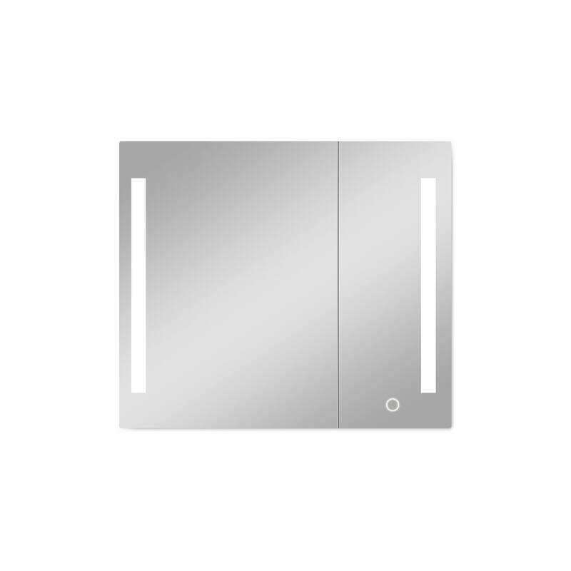 Framed Wall-Mounted Medicine Cabinet with Mirror, 3-Color Temperature LED Lighting, Anti-Fog, Black Iron Powder Material