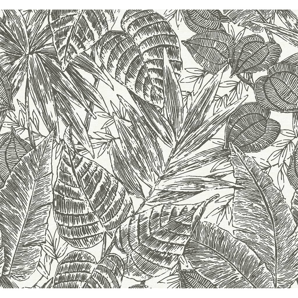 Scott Living Brentwood Black Palm Leaves Wallpaper