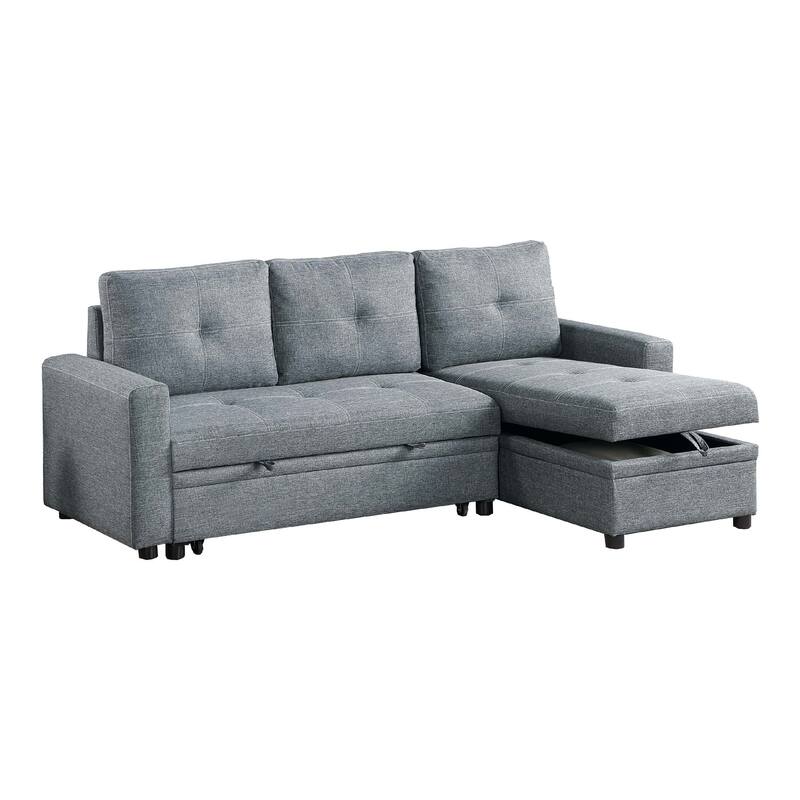 Gero Sectional Sofa Set with Reversible Storage Chaise, Light Gray