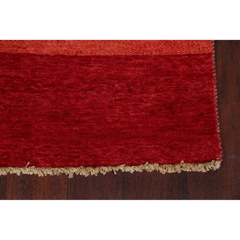 Striped Contemporary Oriental Gabbeh Kashkoli Wool Runner Rug Handmade - 3'1" x 15'7"