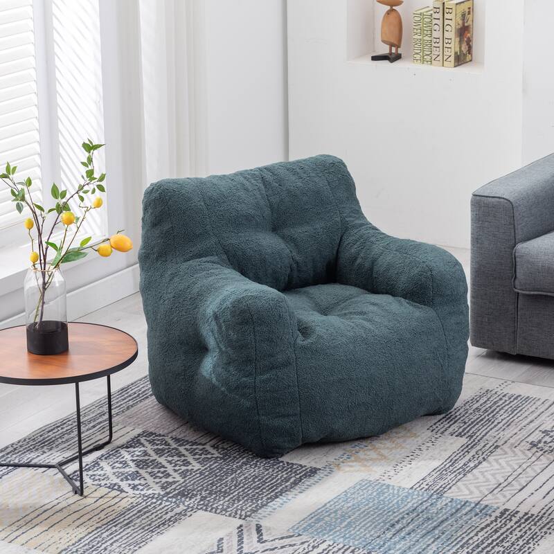 010-Soft Teddy Fabric Tufted Foam Bean Bag Chair