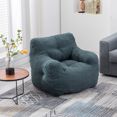 Soft Tufted Foam Bean Bag Chair With Teddy Fabric