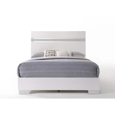 Queen Size Wood Panel Bed with Hidden Jewelry Drawer