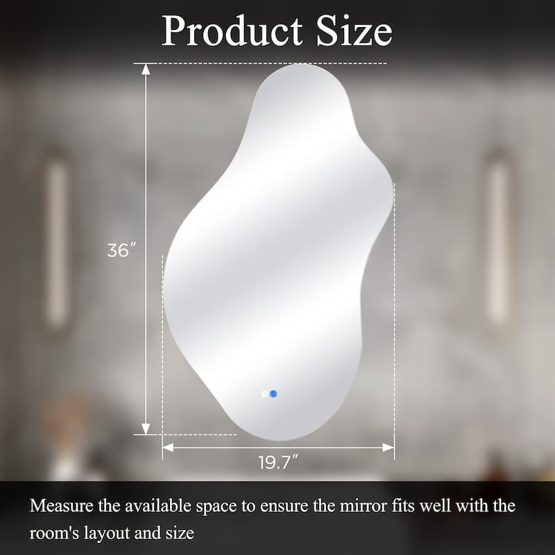 Asymmetrical Frameless LED Light Anti-fog 3-Colors Dimmable Irregular Wall Mirror