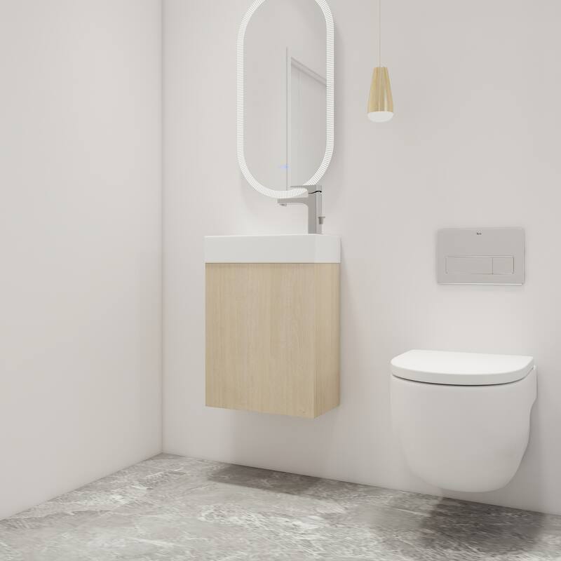 Malwee 16" Floating Bathroom Vanity, Wall Mounted Bathroom Vanity with Resin Sink,Soft Close Door and Side Shelf