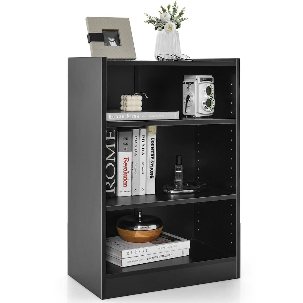Costway 3-Tier Bookcase Open Multipurpose Display Rack Cabinet with - 19.5'' x 12'' x 29.5'' (L x W x H)