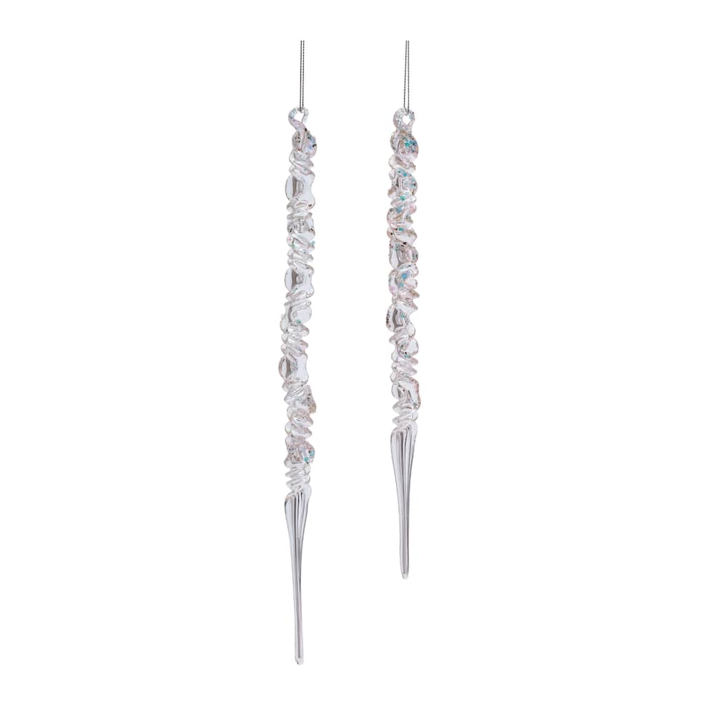 Glass Icicle Ornament Set of 6 - 9.75" & 11.5"