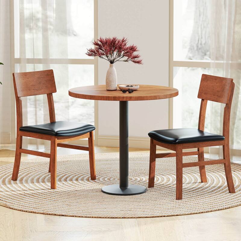 Costway Dining Chairs Set of 2/4 with Rubber Wood Legs & Upholstered - Black + Oak
