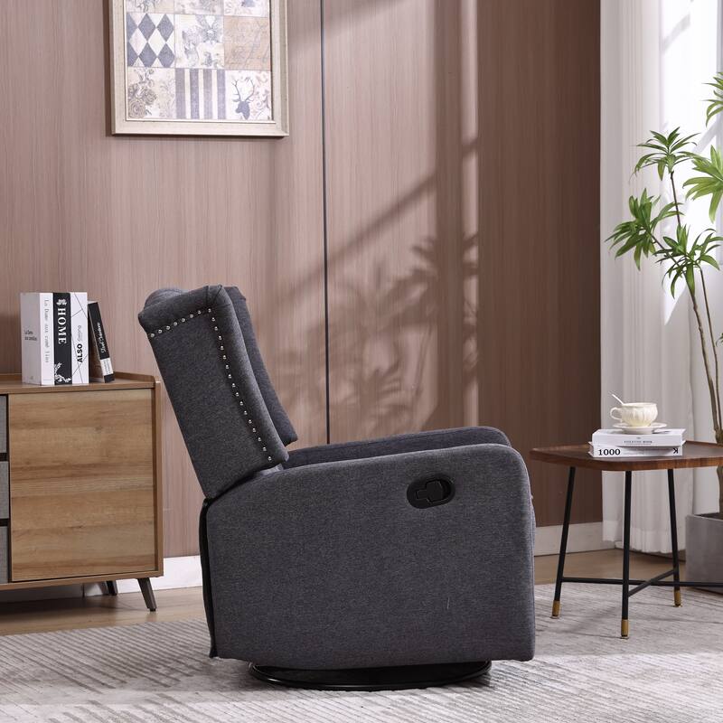 Swivel Recliner Lounge Chair with Footrest, Glider Motion & Ergonomic Design